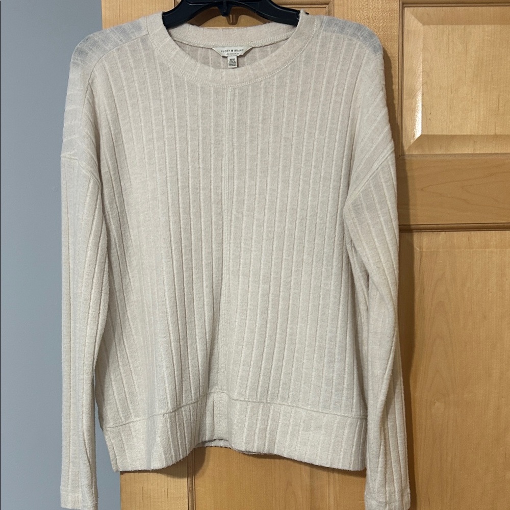 Lucky Brand Women's Ribbed Cream Sweater